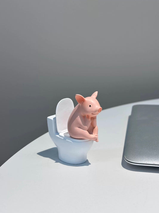 Thinking Pig Figurine — Quirky Desk & Home Decor