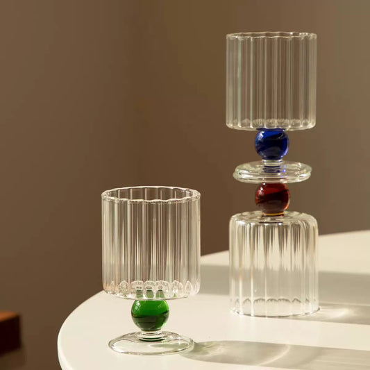 Color Sphere Glass — Modern Ribbed Wine & Cocktail Cup (200ml)