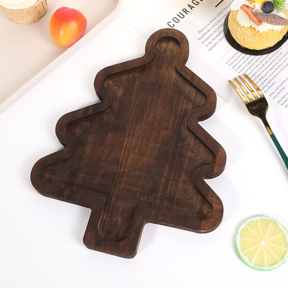 Christmas Wooden Snack Plate β Tree & Santa Hat Design