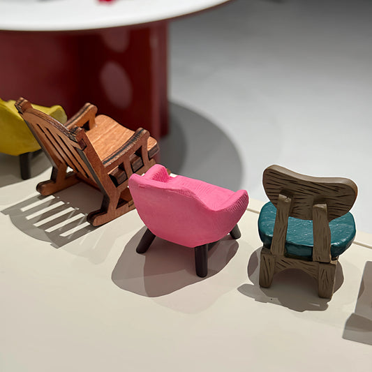 Mini Chair Set — 5-Piece Designer Resin Furniture Decor