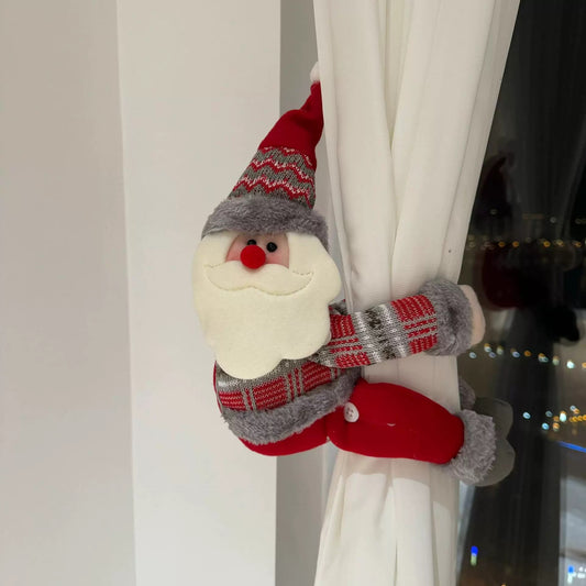 Santa & Snowman Curtain Tiebacks — Festive Holiday Decor