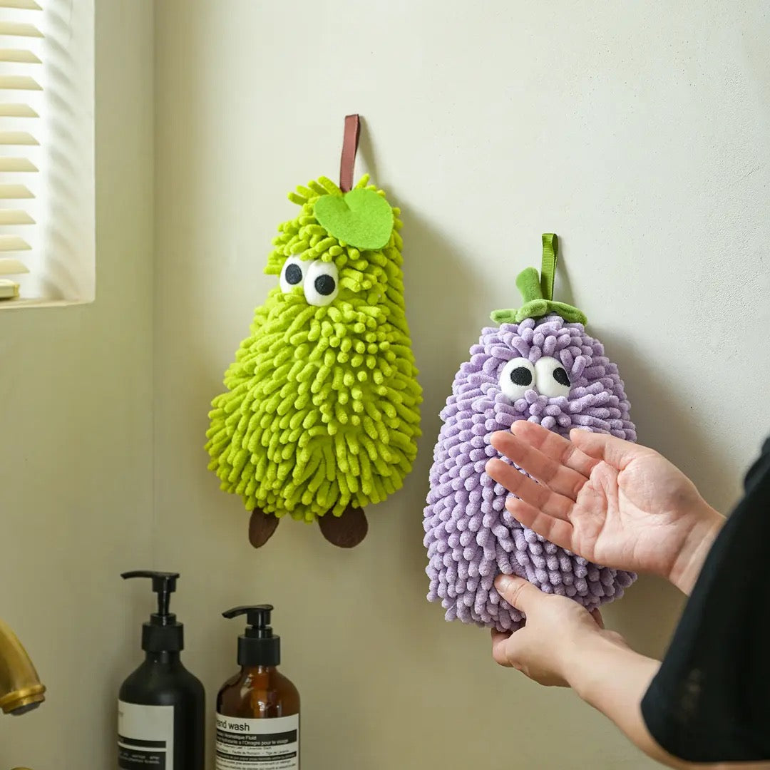 Funny Fruit Hand Towel — Soft Chenille Bathroom/Kitchen Buddy