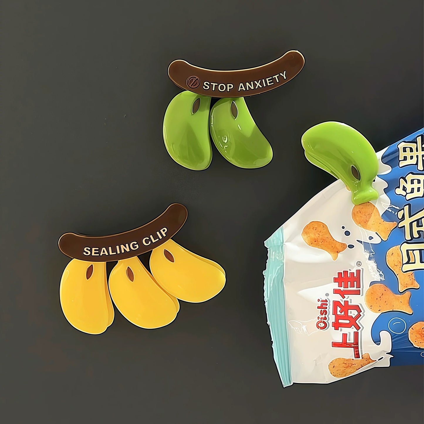 Banana Magnetic Clip Set — Fridge Magnet & Snack Sealer (2pcs)