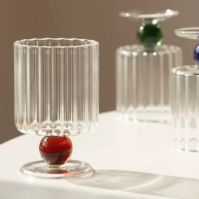 Color Sphere Glass — Modern Ribbed Wine & Cocktail Cup (200ml)