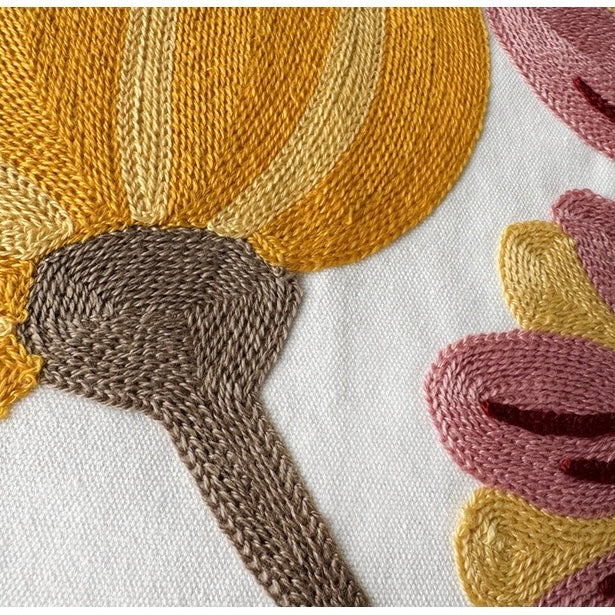 Sunny Bloom Cushion Cover — Handwoven Floral Tufted Pillow