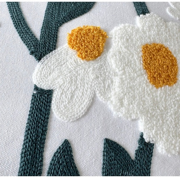 Sunny Bloom Cushion Cover — Handwoven Floral Tufted Pillow